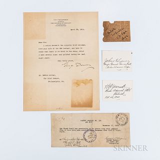 Yarnell, Harry E. (1875-1959) and Legeune, John A. (1867-1942) Signed Cards, Dewey, George (1837-1917) Typed Letter Signed, and Halpin, George E. Docu