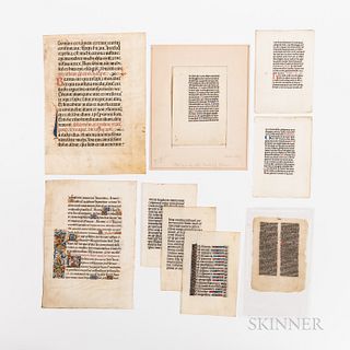 Nine Early Vellum Manuscript Biblical Leaves