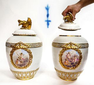 Large Pair of 19th C. Berlin KPM Vases