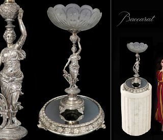 Large French Silver-Plated Figural Centerpiece/Plateau