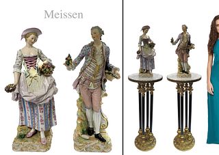 Very Large Pair of Genuine 19th C. Meissen Figurines