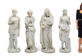 A SET OF FOUR CARVED MARBLE FIGURES OF THE FOUR SEASONS