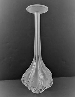 A LALIQUE Clear & Frosted Crystal Vase, Signed