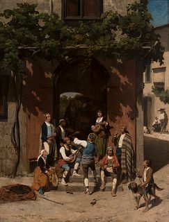 ADOLPHE PIERRE LELEUX (Paris, 1812-1891). 
"Andalusian scene", 1843. 
Oil on canvas. 
Signed and dated in the lower left corner. 
Slight overpaints an