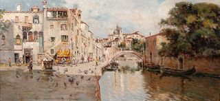 ANTONIO REYNA MANESCAU (Coín, Málaga, 1859 - Rome, 1937). 
Venice waterway. 
Oil on canvas.