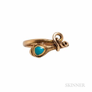 Gold and Turquoise Snake Ring
