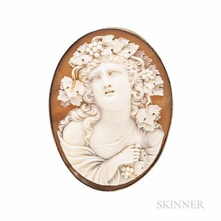 14kt Gold and Shell Cameo Pendant/Brooch