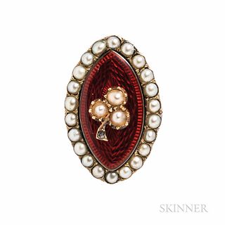 Antique Gold, Enamel, and Split Pearl Ring