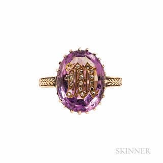 Victorian Amethyst and Diamond Initial Ring