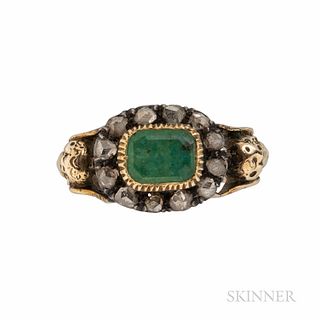 Renaissance Revival Emerald and Diamond Ring