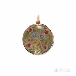 Antique Gold and Reverse-painted Crystal Locket