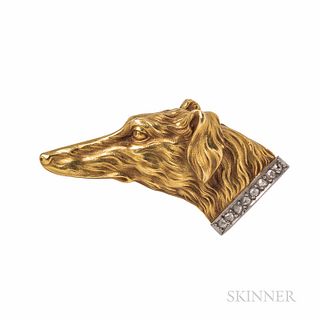 Art Nouveau 18kt Gold and Diamond Brooch