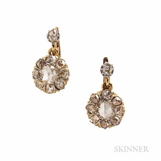 Gold and Rose-cut Diamond Earrings