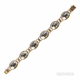 14kt Gold and Reverse-painted Crystal Bracelet