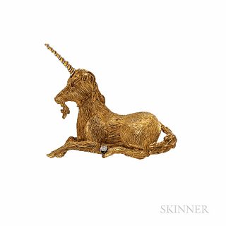 18kt Gold Unicorn Brooch