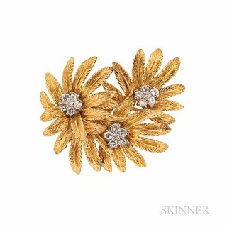 18kt Gold and Diamond Flower Pendant/Brooch