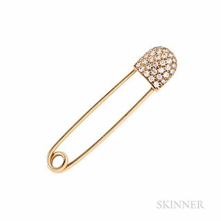 McTeigue 18kt Gold and Diamond Safety Pin
