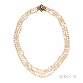 Cultured Pearl Three-strand Necklace