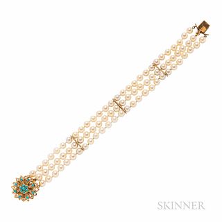 14kt Gold and Cultured Pearl Bracelet
