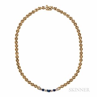 14kt Gold, Sapphire, and Diamond Necklace