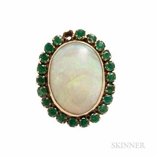 18kt Gold, Opal, and Emerald Ring