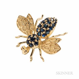14kt Gold and Sapphire Bee Brooch