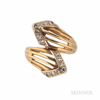 14kt Gold and Diamond Bypass Ring