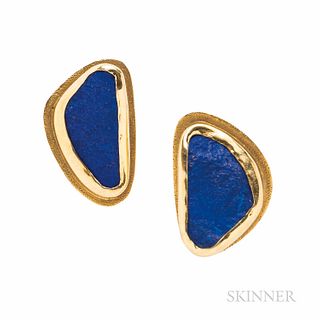 18kt Gold and Lapis Rough Earrings