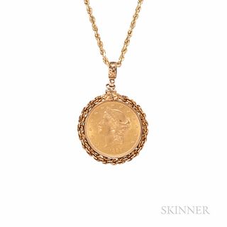 1888-S $20.00 Liberty Gold Double Eagle Pendant and Chain