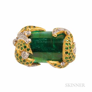 22kt Gold and Green Beryl Ring
