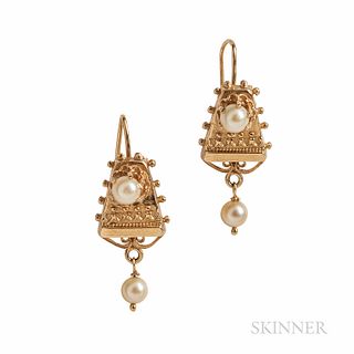 14kt Gold and Cultured Pearl Earrings