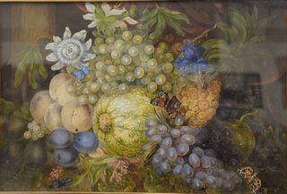 Unknown Artist (19th century or later), still life with grapes, watercolor on paper, unsigned, sight size 16 1/2" x 24 1/2".