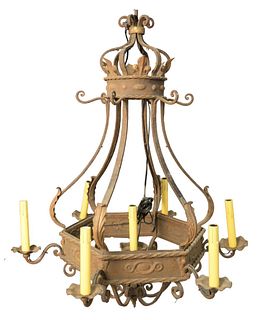 Iron Seven Light Chandelier, height 36 inches, diameter 27 inches.
