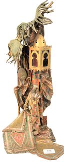 Franz Bergman Cold Painted Bronze Figural Table Lamp, depicting a carpet seller surrounded by rugs and palms, marked 'B' and "Gesch" to the reverse, h