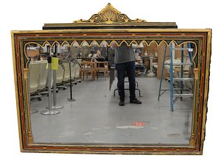 Aesthetic Mirror, having red, black, and gold paint decoration, height 61 inches, width 76 inches.
