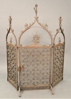 Continental Iron Fire Screen, height 54 inches, width 50 inches.
