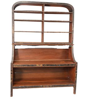 Mahogany Etagere, having chinoiserie edge, height 94 inches, width 65 inches, depth 22 inches.