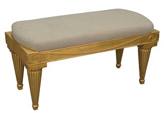 Giltwood Bench, having upholstered top on reeded legs, height 20 inches, top 16" x 43".