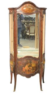 Louis XV Style Vitrine, missing glass front and one shelf, height 54 inches, width 32 inches.