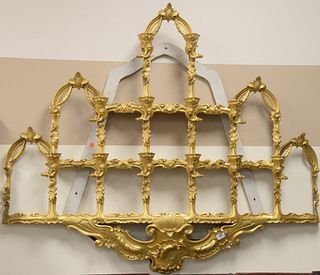 Carved Giltwood Hanging Shelf, height 53 inches, width 60 inches, depth 8 inches, (slight repairs).