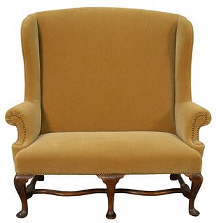 Queen Anne Style Child's Size Upholstered Settee, on cabriole legs, height 39 inches, seat height 16 inches, width 36 inches.