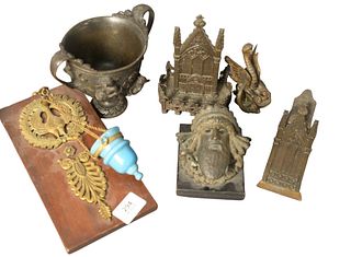 Six Piece Group, to include bronze figural urn, Grand Tour bronze, etc, urn height 6 inches.