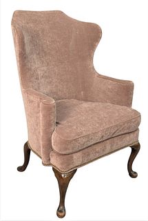 Georgian Upholstered Wing Chair, height 43 inches, width 30 1/2 inches.