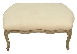 Louis XV Painted Bench, newly upholstered, probably 18th century, height 16 inches, top 32" x 38".