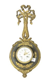 Louis XVI Style Gilt Bronze Cartel Clock, height 21 inches, width 10 inches.