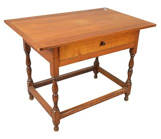 Queen Anne style Tavern Table, having one drawer and replaced top, height 27 inches, top 24" x 37".