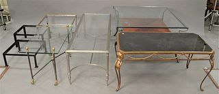 Group of Nine Coffee and Side Tables, to include chrome, brass, and glass; contemporary glass top; iron with marble top; etc.
