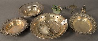 Eight Piece Group to include four sterling silver bowls, one marked Gorham, along with three small figurines, 16.9 t.oz. weighable.