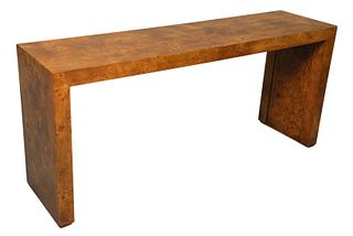 Italian Burlwood Parsons Table, height 26 inches, top 15" x 58".