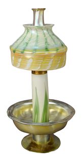 Tiffany Studios Favrile Glass Candle Lamp, base inscribed 'L.C.Tiffany - Favrile' height 11 inches.